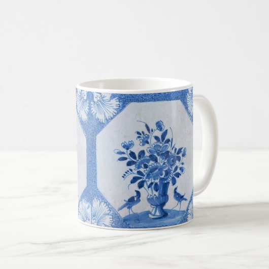 Delft Blue Birds floral Französisch Country Chic  Kaffeetasse (VorderseiteRechts)