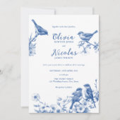 Delft Blue Birds Spring Wedding Einladung (Vorderseite)