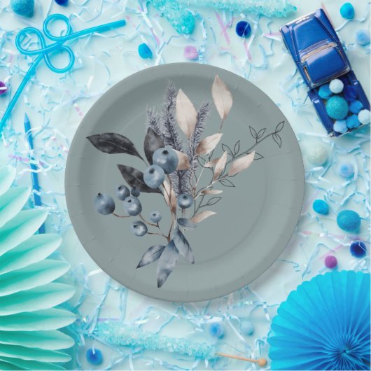 Delft Blue Blueberries Dusche Pappteller (Party)