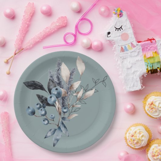 Delft Blue Blueberries Dusche Pappteller (Party)