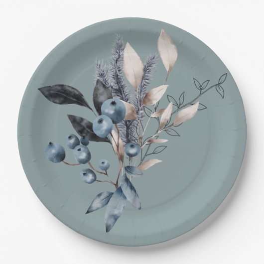 Delft Blue Blueberries Dusche Pappteller (Vorderseite)