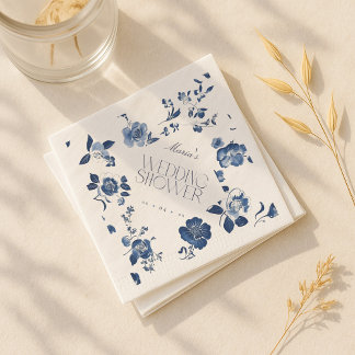 Delft Blue Brautparty Napkins | Toile Floral Serviette