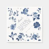 Delft Blue Brautparty Napkins | Toile Floral Serviette (Vorderseite)