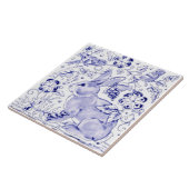 Delft Blue Bunny Rabbit Bird Dedham Elegante Rusti Fliese (Seite)