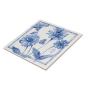 Delft Blue Butterfly Blume Wand Deco Fliese (Seite)