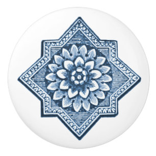 Delft Blue China look Decorative Floret Ornamental Keramikknauf