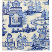 Delft Blue China Ming Dynastie Teehaus Duschvorhang (Vorderseite)