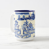 Delft Blue China Ming Dynastie Teehaus Zweifarbige Tasse (Vorderseite Links)