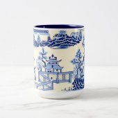 Delft Blue China Ming Dynastie Teehaus Zweifarbige Tasse (Mittel)