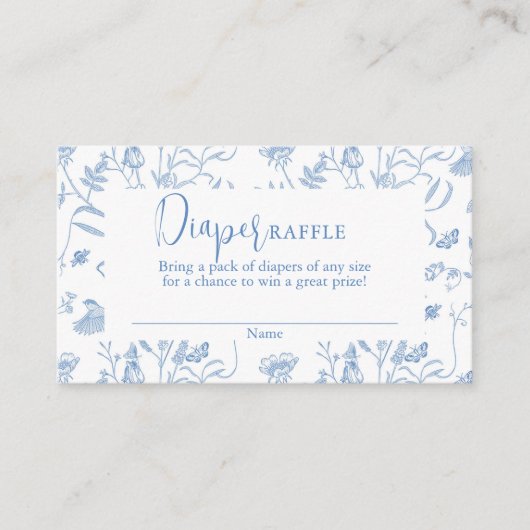 Delft Blue Chinoiserie Baby Shower Boy Diaper Begleitkarte (Vorderseite)