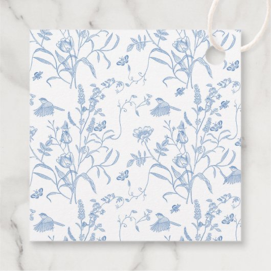 Delft Blue Chinoiserie Baby Shower Boy Geschenkanhänger (Rückseite)