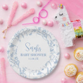 Delft Blue Chinoiserie Baby Shower Boy Pappteller (Party)