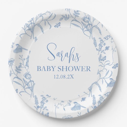 Delft Blue Chinoiserie Baby Shower Boy Pappteller (Vorderseite)
