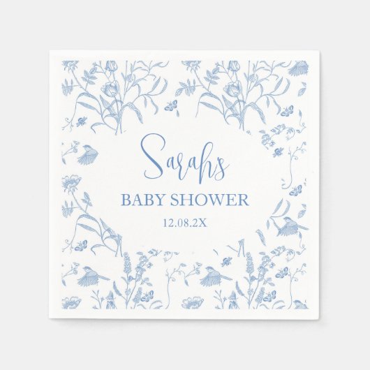Delft Blue Chinoiserie Baby Shower Boy Serviette (Vorderseite)
