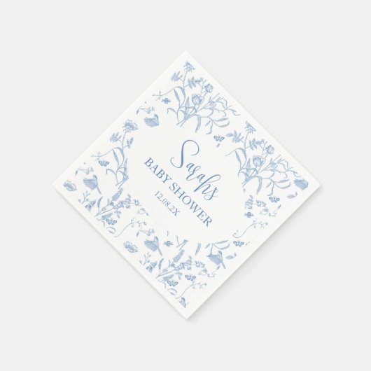 Delft Blue Chinoiserie Baby Shower Boy Serviette (Ecke)