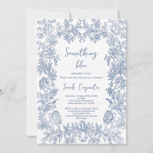 Delft Blue Chinoiserie Brautparty Einladung (Vorderseite)