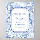 Delft Blue Chinoiserie Brautparty Willkommen Poster (Vorne)