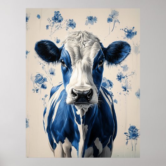 Delft Blue Cow - Eine zeitlose künstlerische Homma Poster (Vorne)