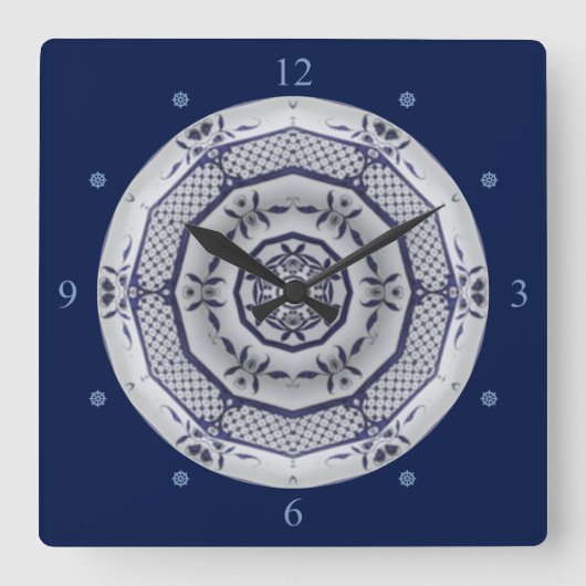 Delft Blue Design 006 From 1764 ~ Quadratische Wanduhr (Vorderseite)