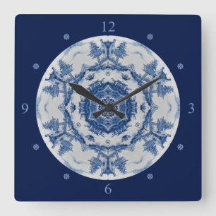 Delft Blue Design 02 From 1764 ~ * ~ Quadratische Wanduhr