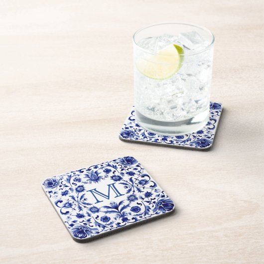 Delft Blue Design Monogram Getränkeuntersetzer (Rechte Seite)