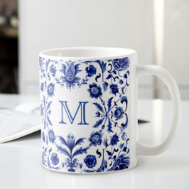 Delft Blue Design Monogram Kaffeetasse