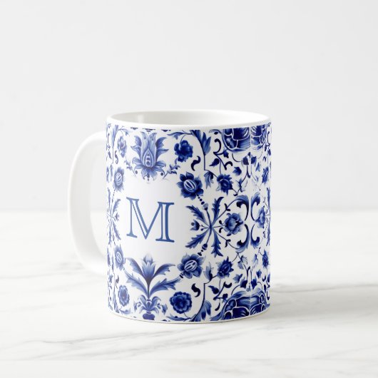 Delft Blue Design Monogram Kaffeetasse (Vorderseite Links)