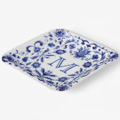 Delft Blue Design Monogram Pappteller (Gewinkelt)