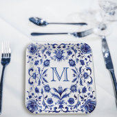 Delft Blue Design Monogram Pappteller