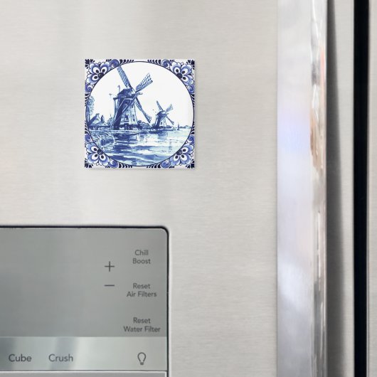 Delft Blue Double Windmill Farmhouse Magnet (In Situ (Kühlschrank))