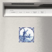 Delft Blue Double Windmill Farmhouse Magnet (In Situ (Geschirrspüler))