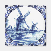 Delft Blue Double Windmill Farmhouse Magnet (Vorne)