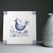 Delft Blue Dutch Style Bird Blume Indigo Fliese