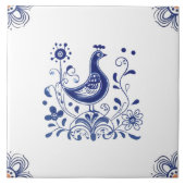 Delft Blue Dutch Style Bird Blume Indigo Keramik Fliese (Vorderseite)