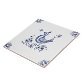 Delft Blue Dutch Style Bird Blume Indigo Keramik Fliese (Seite)