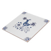 Delft Blue Dutch Style Bird Blume Indigo Keramik Fliese (Seite)