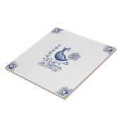 Delft Blue Dutch Style Bird Blume Indigo Keramik Fliese (Seite)