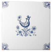 Delft Blue Dutch Style Bird Blume Indigo Keramik Fliese (Vorderseite)