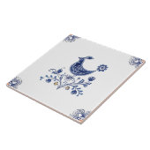 Delft Blue Dutch Style Bird Blume Indigo Keramik Fliese (Seite)
