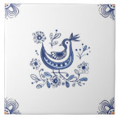 Delft Blue Dutch Style Bird Blume Indigo Keramik Fliese (Vorderseite)