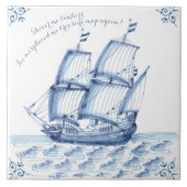 Delft Blue Dutch Style Frigate Schooner Segelboot Fliese (Vorderseite)
