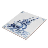 Delft Blue Dutch Style Frigate Schooner Segelboot Fliese (Seite)