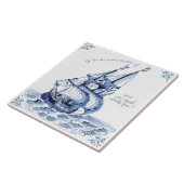 Delft Blue Dutch Style Frigate Schooner Segelboot Fliese (Seite)