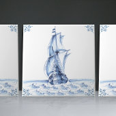 Delft Blue Dutch Style Frigate Schooner Segelboot Fliese