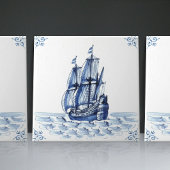 Delft Blue Dutch Style Frigate Schooner Segelboot Fliese