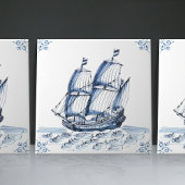 Delft Blue Dutch Style Frigate Schooner Segelboot Fliese