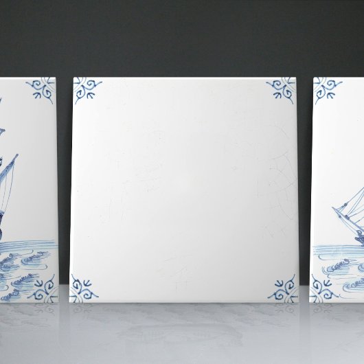 Delft Blue Dutch Style Frigate Schooner Segelboot Fliese