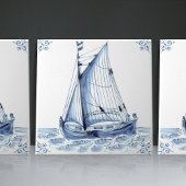 Delft Blue Dutch Style Frigate Schooner Segelboot Fliese