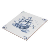 Delft Blue Dutch Style Frigate Schooner Segelboot Fliese (Seite)