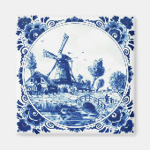 Delft Blue Farm and Windmill Painting Magnet (Vorne)